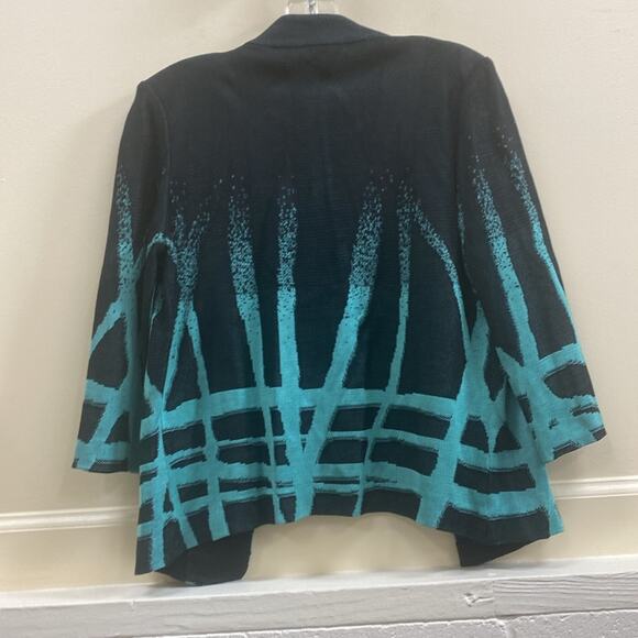 Ming Wang women’s XS NWT Black and Green Geometric Cardigan - Picture 6 of 6